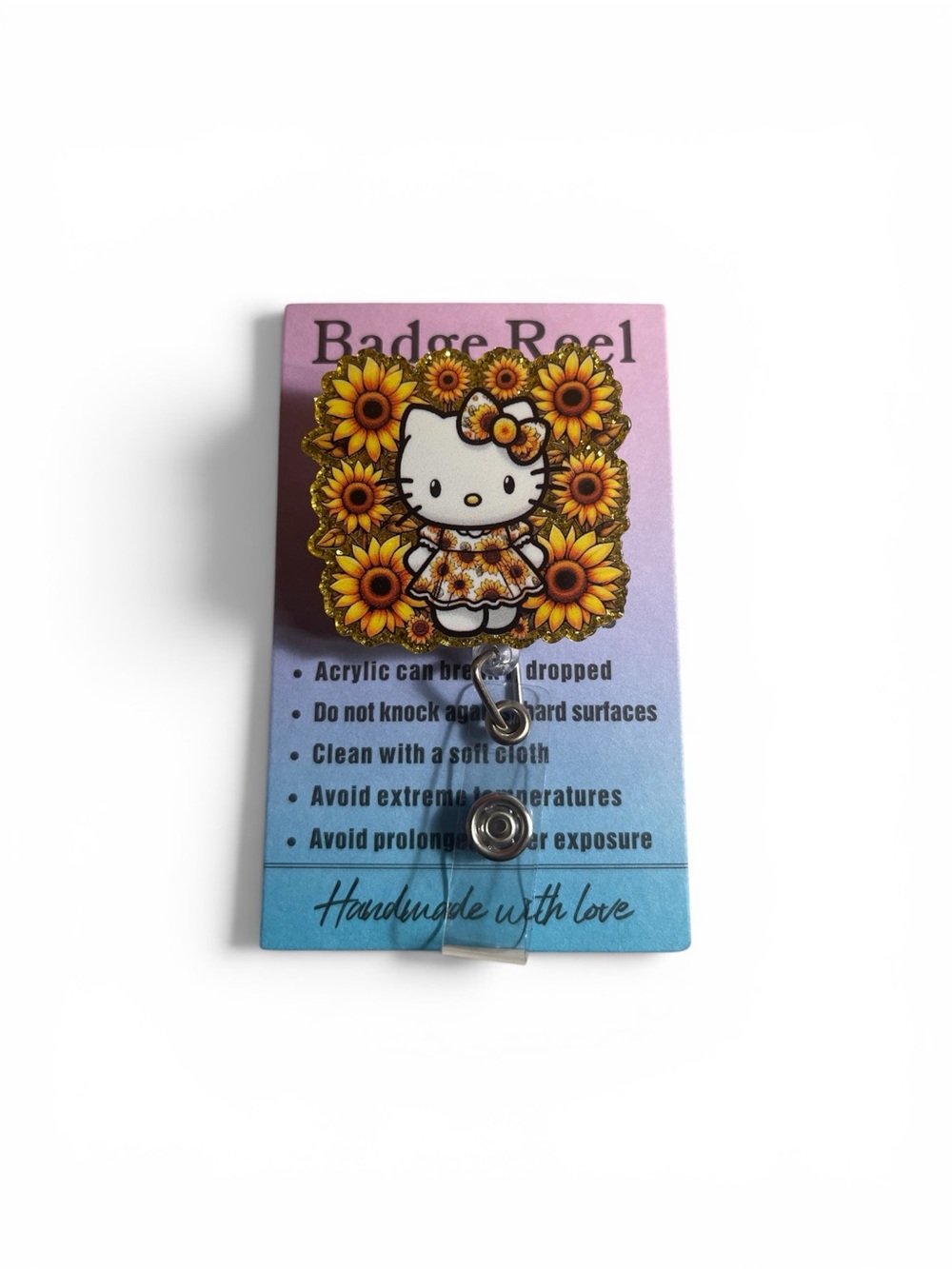 Hello Kitty Sunflower Badge Reel - Yellow & White